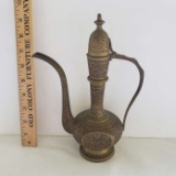 Vintage Decorative Brass Ewer w/ Lid, Made in India