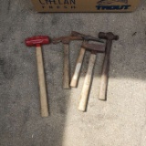 Box Lot of Hammers with Wood Handles
