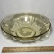 Yellow Depression Glass Bowl with Etched Rose Pattern