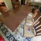 Large Vintage Wooden Dining Farm Table with 6 Tiger Oak Chairs & Needlework Seats