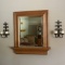 Nice Wooden Wall Mirror with Shelf & 2 Metal Candle Sconces