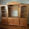 Wooden Entertainment Stand with 2 Side Book Shelves & Lower Cabinets