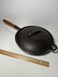 10” Cast Iron Skillet with Lid & Wooden Handle