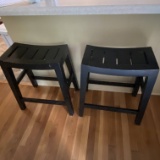 Pair of Black Wooden Bar Stools with 23-1/2” Seat Height