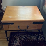 Single Drawer End Table with Black Metal Accent