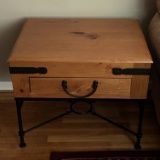 Single Drawer End Table with Black Metal Accent