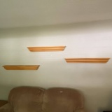 Set of 3 Wooden 3ft Wall Shelves