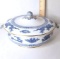 Vintage “Booths, England” China Blue & White Covered Casserole  w/ Dragon & Gilt Accent