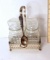 Vintage Glass Condiment Jars in Silver Plated Caddy with Spoon