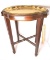 Mahogany Finish Accent Table w/ Removable Brass Serving Tray