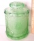 Tiara Spruce Green Sandwich Glass Lidded 7-1/2” Canister