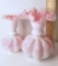 Pair of Beautiful Fenton White Over Pink Cased Glass Ruffled Edge Vases