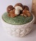 Fitz & Floyd Ironstone Mushroom Dish with Basket Weave Design Base