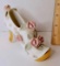 Porcelain Ladies Shoe with Pink Roses Signed with Clover & Wreath on Base