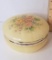 Hand Carved Italian Alabaster Floral Lidded Hinged Trinket Box