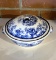 Vintage Minton Blue & White Porcelain Double Handled Bowl with Lid with Holes