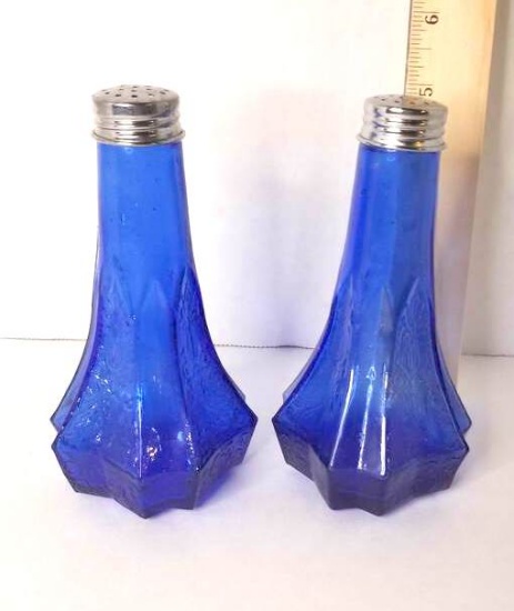 Cobalt Glass Salt and Pepper Shakers