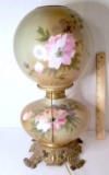 Beautiful Vintage Gone with the Wind Style Lamp with Floral Design 