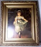 Dancing Girl Vintage Print in Ornate Gilt Frame 