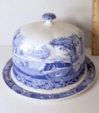 Large Spode Blue Italian Serving Platter with Dome