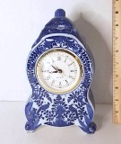 Battery Operated Blue & White Porcelain Desk Clock