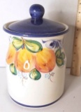 Lidded Cookie Jar with Fruit Print