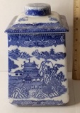 Oriental Blue & White Ringtons Limited Tea Merchants Lidded Canister