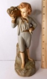 1940's Chalk-ware Numbered Victorian Figurine of Boy with Basket by New Art Wares