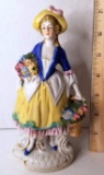 Porcelain Victorian Figurine Lady with Flower Baskets - Red Letter Japan