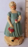 1940's Chalk Ware Lady with Flower Basket Figurine by New Art Ware