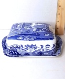 Blue & White Spode 2pc Butter Dish with Italian Design Made in England