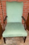 Vintage Slender Exposed Wood Camel Back Chair