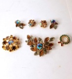 Lot of Misc Vintage Rhinestone Earrings & Pins