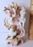 Vintage Ceramic Ucagco Vase with Cherubs & Gilt Accent