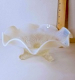 Beautiful Opalescent Footed Bowl with Wavy Edge