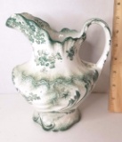 Antique Wash Pitcher with Green Ivy Design by John Maddock & Sons England Royal Vitreous