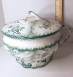 Antique Lidded Chamber Pot by John Maddock & Sons England- Royal Vitreous