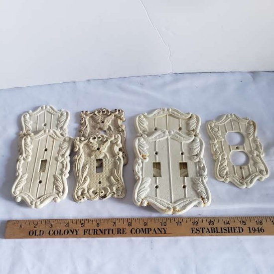 Lot of 7 Vintage Cast Iron Switch Plates
