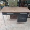 Vintage Metal 3 Drawer Desk with Wood Laminate Top