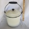 Vintage Enamel Canning Pot with Lid and Insert White/Black