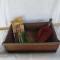 Wood Tote With Vintage Jar Opener and Scoop