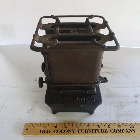 Very Rare Antique Taylor and Boggis Game Junior Foundry Cast Iron 2 Burner Camp Stove