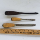 Lot of 3 Vintage Wood Handled Flathead Screwdrivers