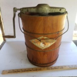 Vintage White Mountain Wood Hand Crank Ice Cream Freezer,