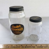 Lot of 2 Vintage Duke’s Mayo Jars, Quart and Pint