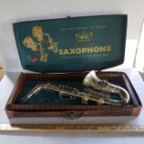 Emenee Vintage Toy Saxophone In Original Case