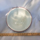 Vintage Enamel Bowl, Red/White