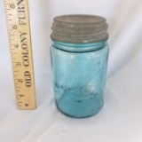 Vintage Ball Perfect Mason Blue Pint Size Jar with Zinc Lid