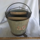 Vintage Galvanized Mop Bucket with Rollers