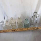 Lot of 6 Vintage Glass Bottles, 4 Listerine, 1 Rumford 